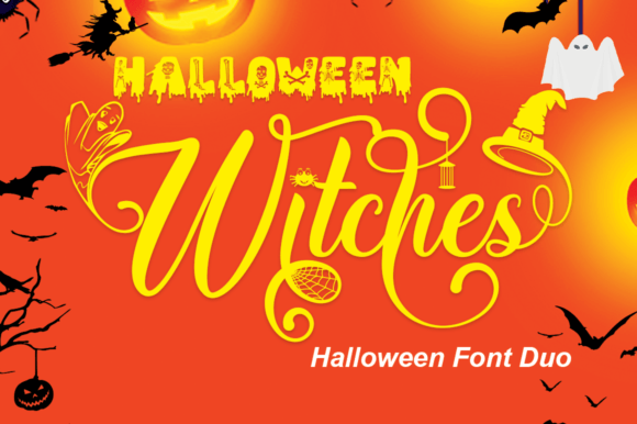 Halloween Witches Duo: A Playful Display Font for Spooky-Cute Branding
